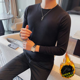 6995-特P50圆领加绒长袖修身T恤男士冬季打底衫加厚秋衣保暖衣，男装T恤，电商B333