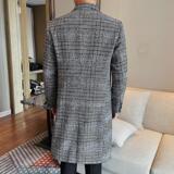 DY1010-P205千鸟格秋冬装中长款毛呢大衣男简约休闲双排扣风衣，男装风衣，电商B333
