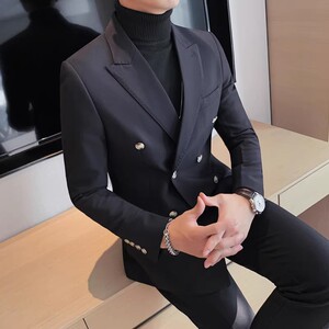 老款继续做AK76-P155双排扣纯色西装男士商务休闲单西外套西服图片