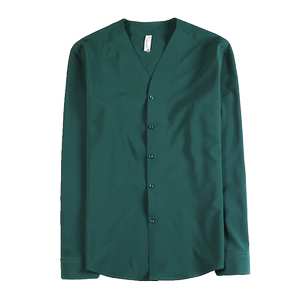 C7112-P75无痕压胶V领长袖衬衫男士纯色百搭商务休闲免烫修身衬衣图片