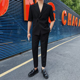 TZ5503-P220中袖两件套西装男士夏季九分裤西裤白色五分袖西，男装T恤，电商B333