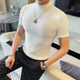 2616-P33男士半高领短袖T恤春夏新款时尚百搭修身立体体恤，男装T恤，电商B333