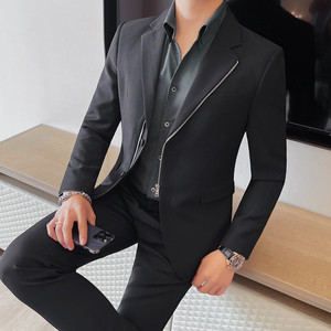 23636-P168 拉链款西装外套男士春季新款修身 商务休闲高级感西服图片 23636-P168 拉链款西装外套男士春季新款修身 商务休闲高级感西服图片