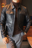 （老款一直做）JK108-P130秋冬男修身皮衣型男翻领拉链皮夹克外套，男装夹克，电商B333