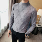 8516-P55加厚半高领毛衣男士冬季针织衫打底衫修身套头线衣男，男装T恤，电商B333