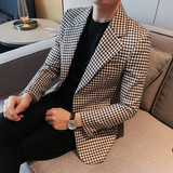 XF05-P155青年商务免烫长袖修身春季格子西服西装休闲便服单排扣2，男装西服套装，电商B333