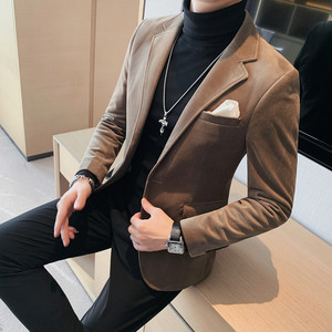 23569-P160 西装外套男士一粒单排扣西服 平绒休闲纯色单西后中叉图片