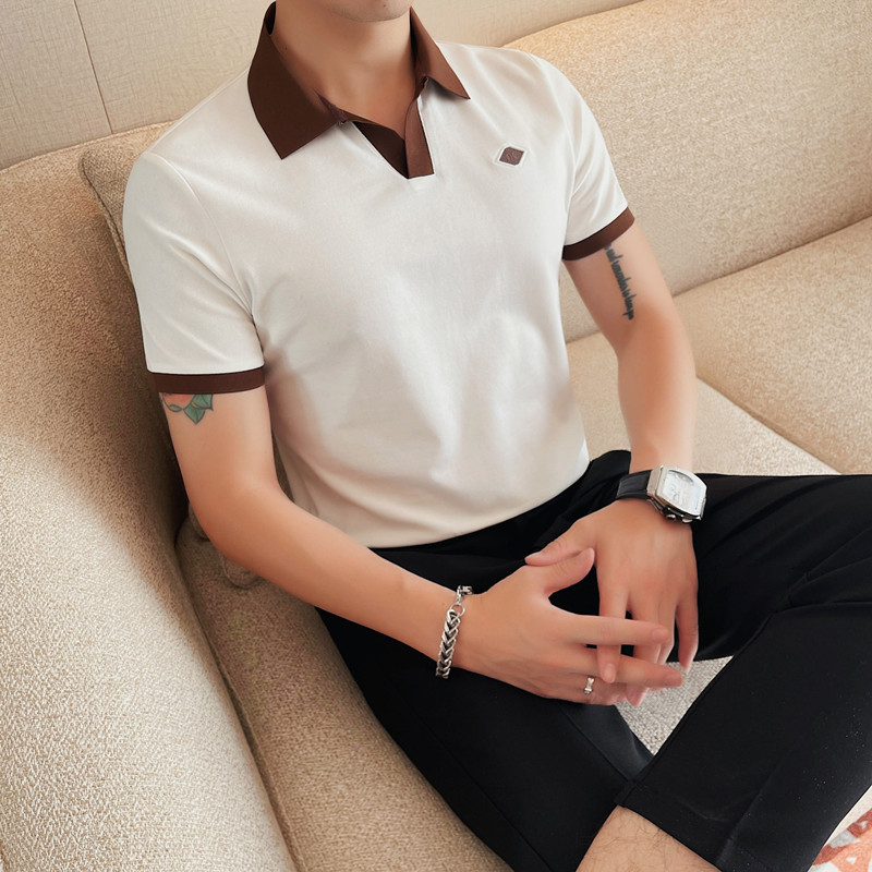 PL6049-P58短袖POLO衫男士V领男士夏季新款商务休闲半袖翻领体恤,男装Polo衫,电商B333