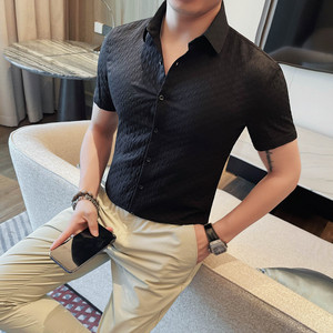 8220-P58 88 短袖衬衫男士夏季新款修身纯色休闲衬衣图片