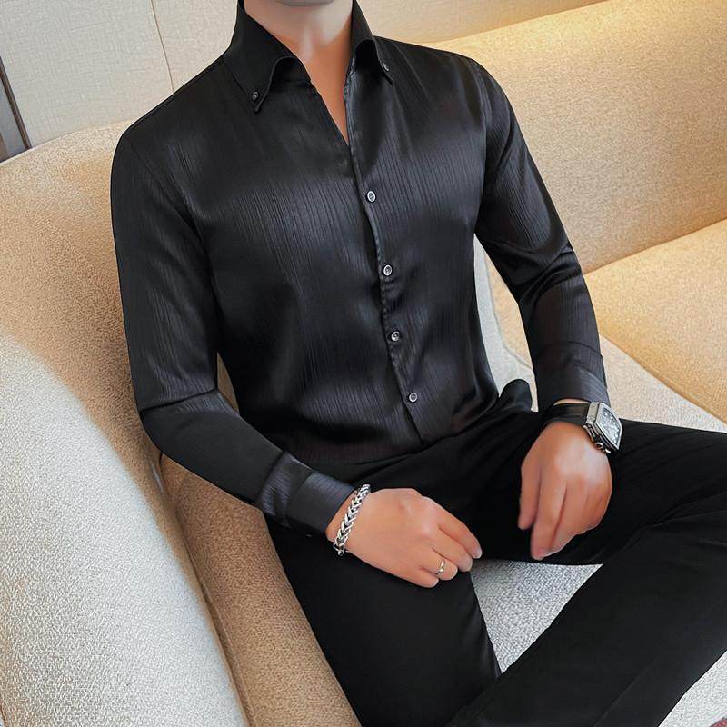 7170-P65长袖衬衫男士秋冬新款纯色商务休闲条纹衬衣男,男装衬衫,电商B333