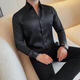 7170-P65长袖衬衫男士秋冬新款纯色商务休闲条纹衬衣男，男装衬衫，电商B333