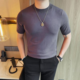 0399-P55针织冰丝男士短袖夏季新款时尚百搭休闲圆领短袖T恤，男装T恤，电商B333
