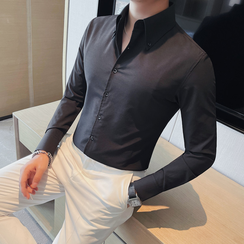 7997-P58秋季男士长袖衬衫大领子潮流休闲修身衬衣,男装衬衫,电商B333