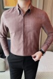 7177-P58条纹衬衫男士秋冬长袖翻领商务休闲百搭衬衣，男装衬衫，电商B333