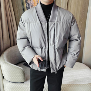 M23069-P200冬季无领宽松黑色时髦保暖简约棉服 加厚短款棉衣外套图片