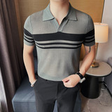 1228-P58POLO衫男士短袖夏季新款翻领半袖针织冰丝T恤，男装Polo衫，电商B333