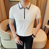 PL3602-P48短袖拉链POLO衫男士六边形蜂窝透气网眼抗皱不变形，男装Polo衫，电商B333