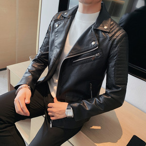 6611-P150  皮衣男士秋季新款修身皮夹克 机车皮外套短款图片