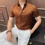 C7775-P5879花衬衫男士夏季新款短袖衬衫免烫休闲百搭衬衣，男装T恤，电商B333