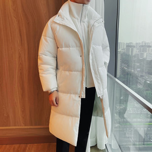 M23062-P223 冬季长款纯色加厚立领保暖棉服 拉链款棉衣图片