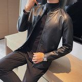 PY6805-P98秋冬皮衣男士立领皮夹克外套修身机车帅气潮流，男装皮衣，电商B333