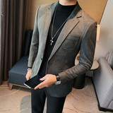 23520-P155麂皮绒西装外套男士秋冬韩版修身纯色一粒单排扣西服，男装西服套装，电商B333