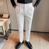 XK032-P78长裤男士休闲裤西裤修身英伦高腰白色裤子，男装西裤，电商B333