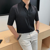 7126-P6898撒粉衬衫短袖衬衣男士夏季新款纯色衬衫，男装衬衫，电商B333