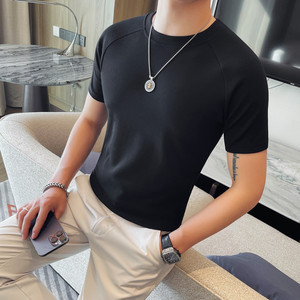 6610-P38 男士圆领短袖T恤春夏新款潮流修身纯色百搭半袖体恤图片