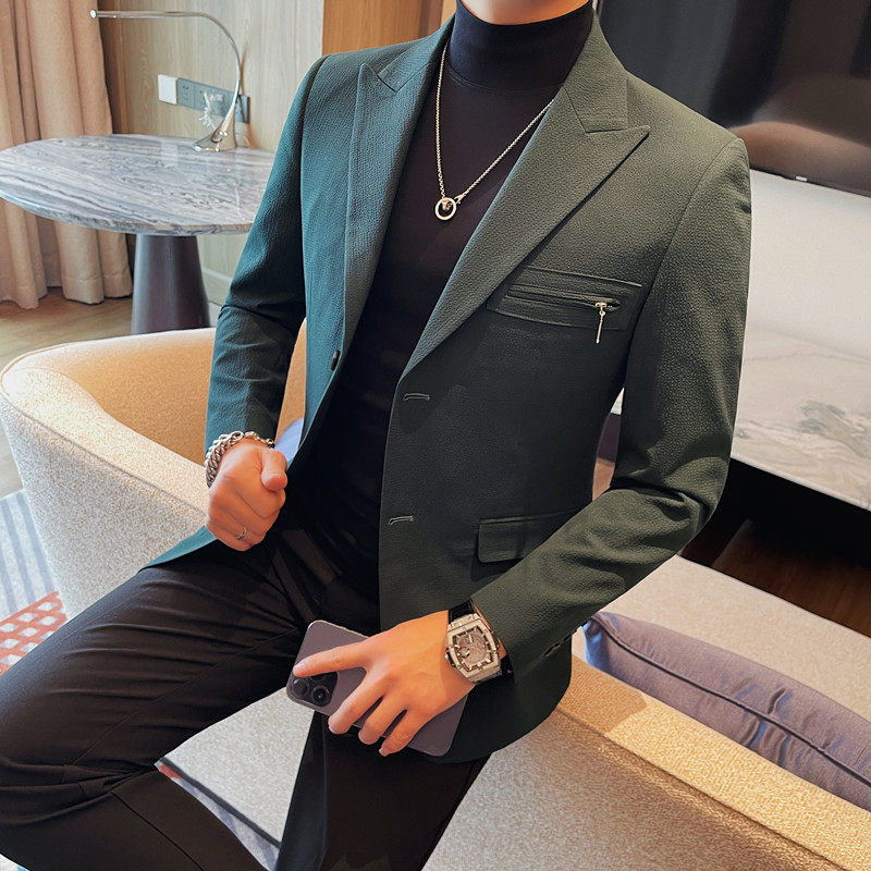 XF1049-P165两粒单排扣西装外套男士双开叉西服单西，男装西服，电商B333