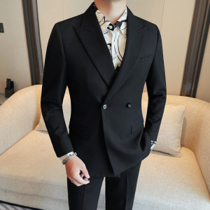 XF1056-P138 双排扣西装男士秋冬新款 纯色西装外套 礼服西服图片