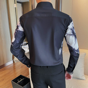 9212-P78 定位印衬衣男士秋冬新款长袖印花时尚潮流衬衣图片