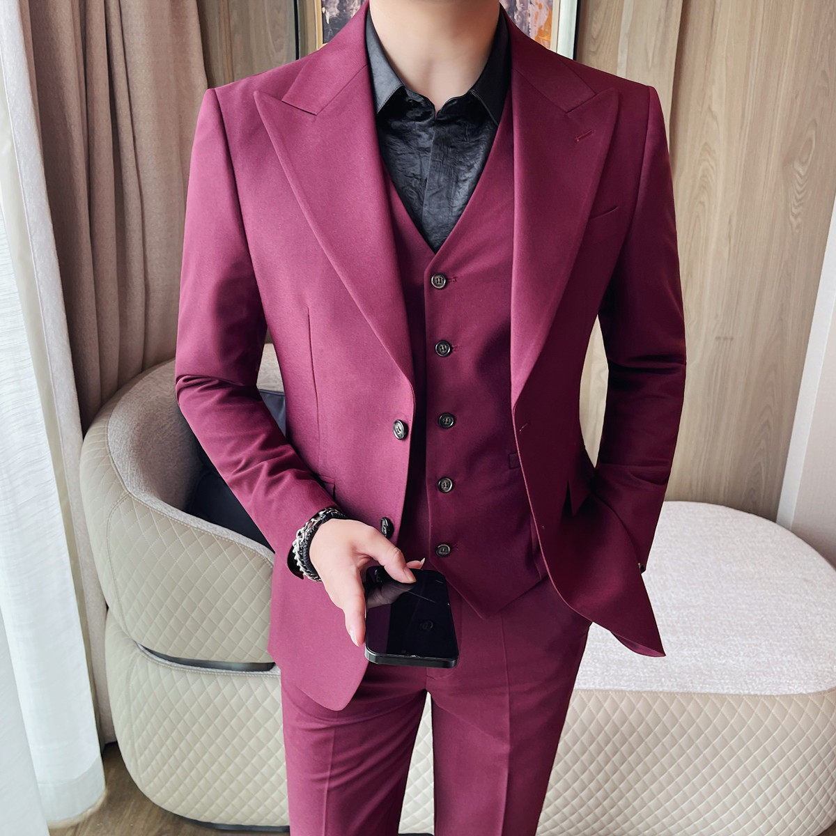 XF1082-P140男士秋冬新款西装免烫抗皱休闲西服潮流高级感单西,男装西服,电商B333