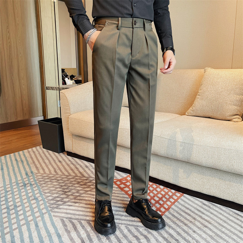 K3510-P88西裤男秋冬高级感纯色小脚休闲长裤修身商务休闲西装裤，男装西服套装，电商B333