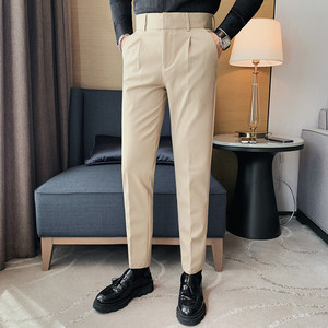 XK511-P88 秋冬男士长裤修身正装西装裤子 纯色百搭休闲裤黑色，男装西服套装，电商B333