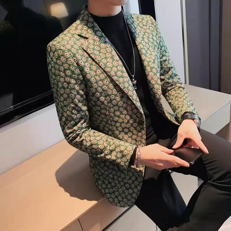 老款继续做X6060-P155花西装外套男冬季新款修身灯芯绒休闲西服,男装西服套装,电商B333