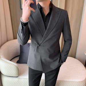 23601-P155 单排扣西装外套男士纯色百搭商务休闲西服上衣图片