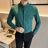 7882-P58秋季男士长袖衬衫潮流休闲修身立领商务时尚衬衣，男装衬衫，电商B333