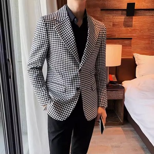 老款继续做XF05-P155青年商务免烫长袖修身春季格子西服西装休闲图片