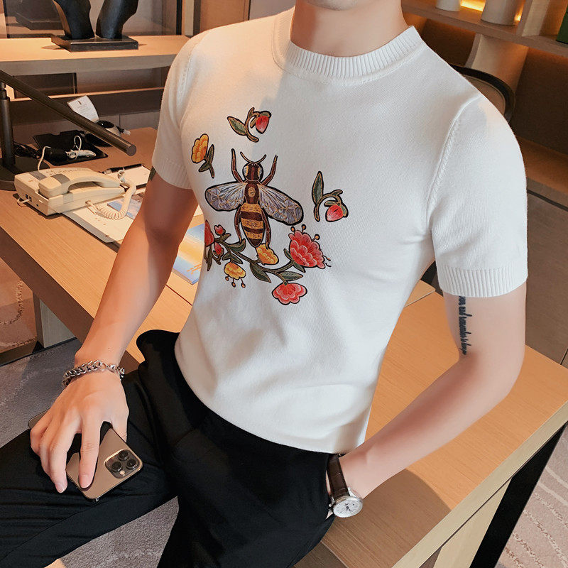 NZ08-P58男生短袖针织T恤韩版修身青年套头圆领休闲体恤，男装T恤，电商B333