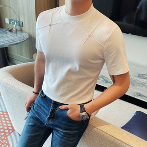 7508-P48 铆钉短袖T恤男士夏季新款圆领高品质体恤图片