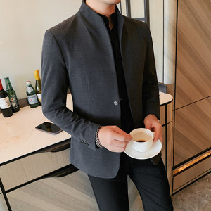 XF1036-P145 男士小西装外套秋季单件修身潮流休闲西服中山装图片