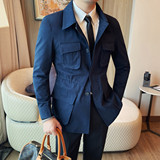 JK203-P135男士夹克外套新款翻领修身商务休闲上衣猎装夹克外套，男装夹克，电商B333