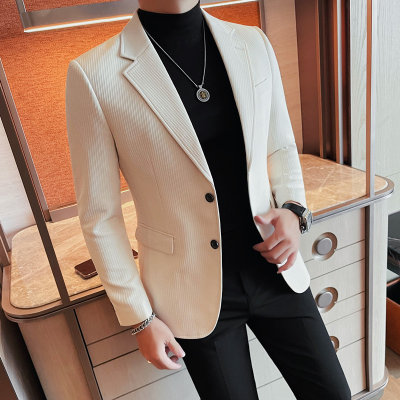 23657-P158单排扣条纹西装男士秋冬新款纯色休闲西服单西,男装西服套装,电商B333