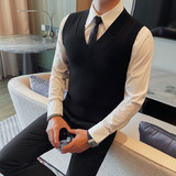 8520-P48新款毛衣男士秋冬季无袖针织衫打底内搭保暖V领背心，男装针织衫/毛衣，电商B333