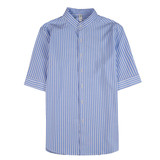 8778-P58男士中袖条纹衬衫秋季潮流休闲修身帅气五分袖衬衣，男装T恤，电商B333