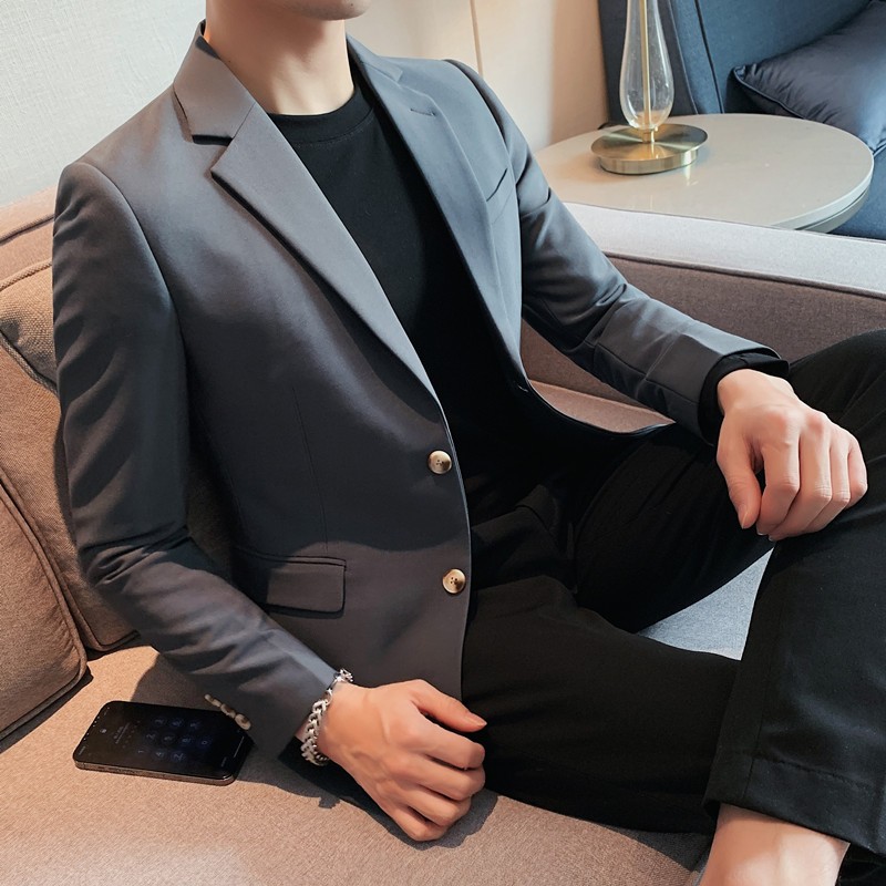 XZ502-P155单排扣西装外套男士商务免烫便服修身休闲纯色西服,男装西服套装,电商B333
