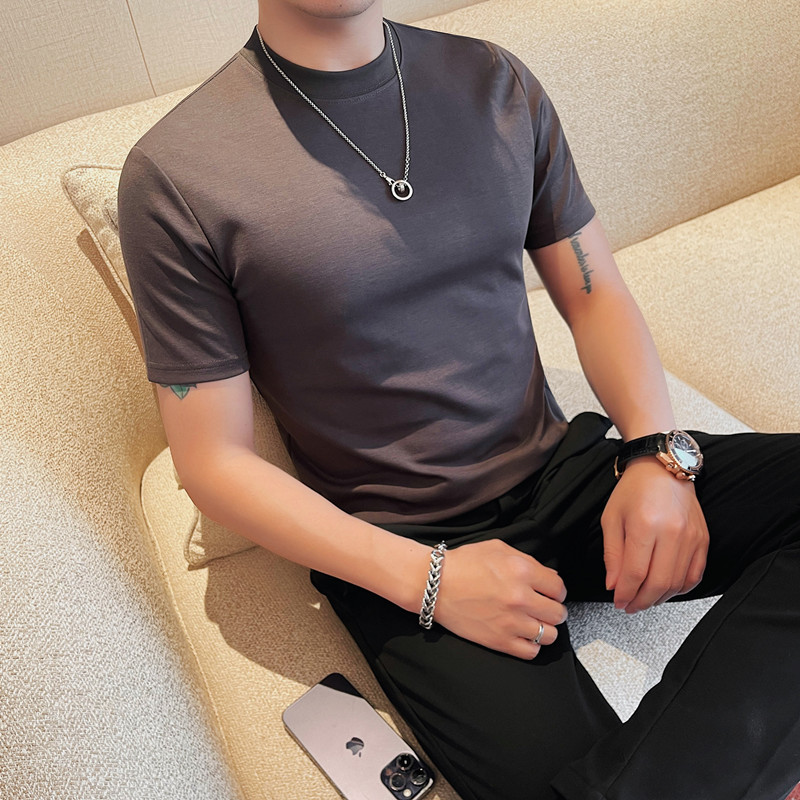 T7863-P48圆领短袖体恤男士纯色百搭打底衫潮流型男修身T恤,男装T恤,电商B333