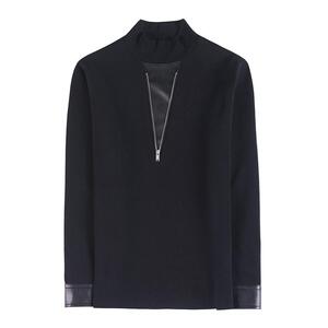 7932-P68 加绒长袖T恤男士冬季新款拉链装饰纯色打底衫图片