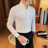 7882-P58衬衫男士长袖修身立领衬衣潮流商务休闲纯色衬衣，男装衬衫，电商B333